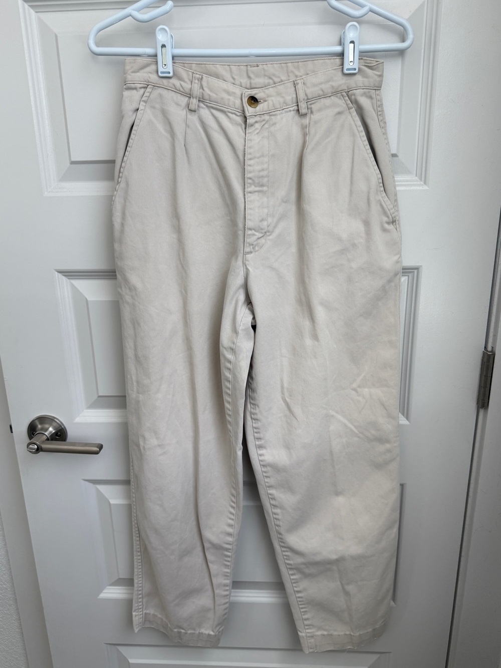 Lands’ End Women’s Khaki Pants Size 6 Petite Beige Cotton Made in USA